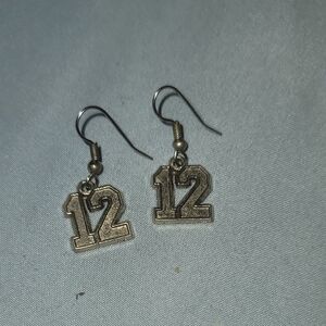 Silver Number 12 Earrings